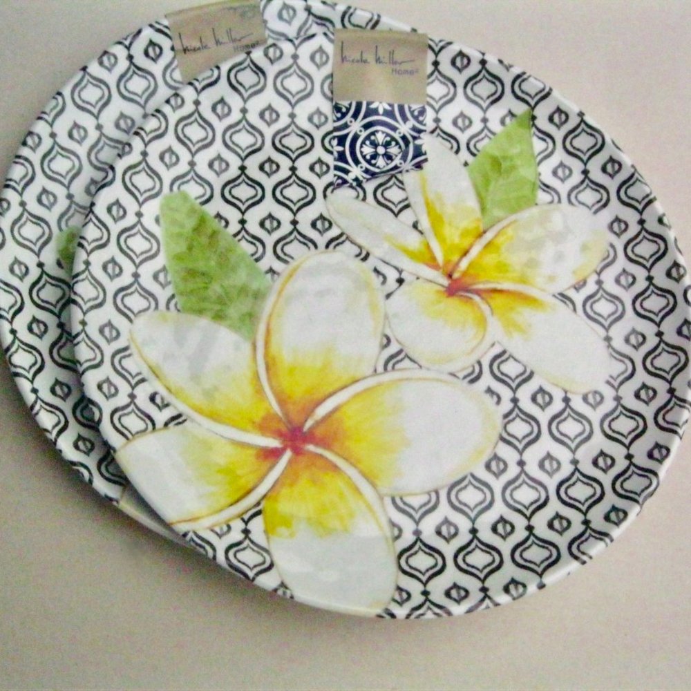 NEW Nicole Miller Melamine Plates Tropical Floral